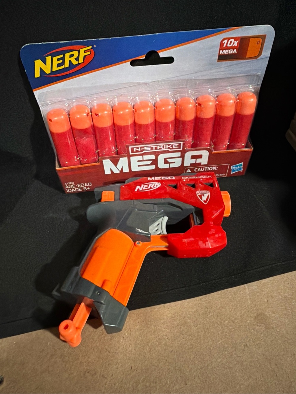 Nerf Mega Big Shock Gun With Unopened 10pk Mega Darts N Strike Works Great